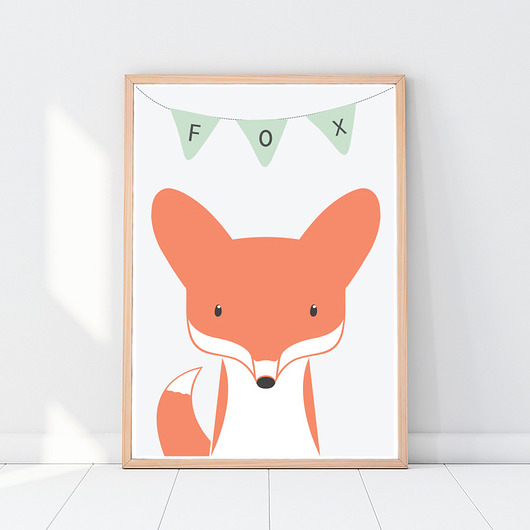 Plakat dla dzieci - Lis, zwierzęta, Fox, A3 Galeria EMU