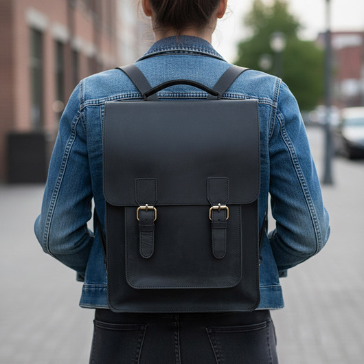 plecaki Belveder Minimalistyczny Prostokątny Tornister Plecak Skórzany Damski DR89