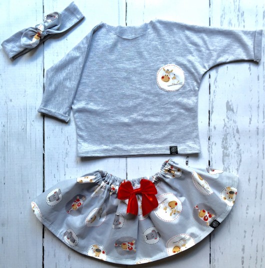 Komplet - spódniczka, bluzeczka i opaska pin up KG Handmade