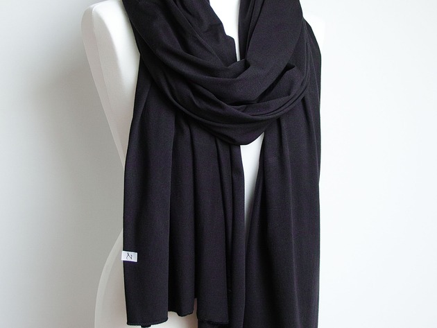 szale damskie Szal bawełniany damski, duży szal szalik damski CZARNY