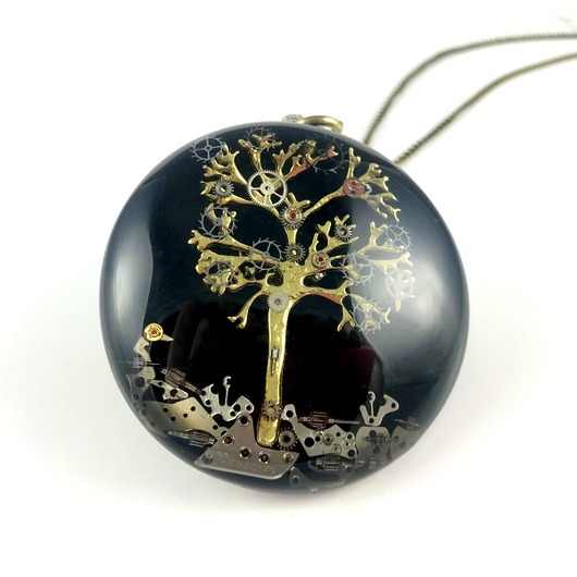 Tree Of Tim - wisior steampunk - UNIKAT  DROBINY CZASU