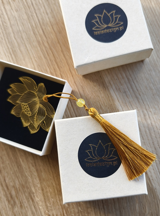 zakładki do książek LOTOS - złota zakładka botaniczna z chwostem