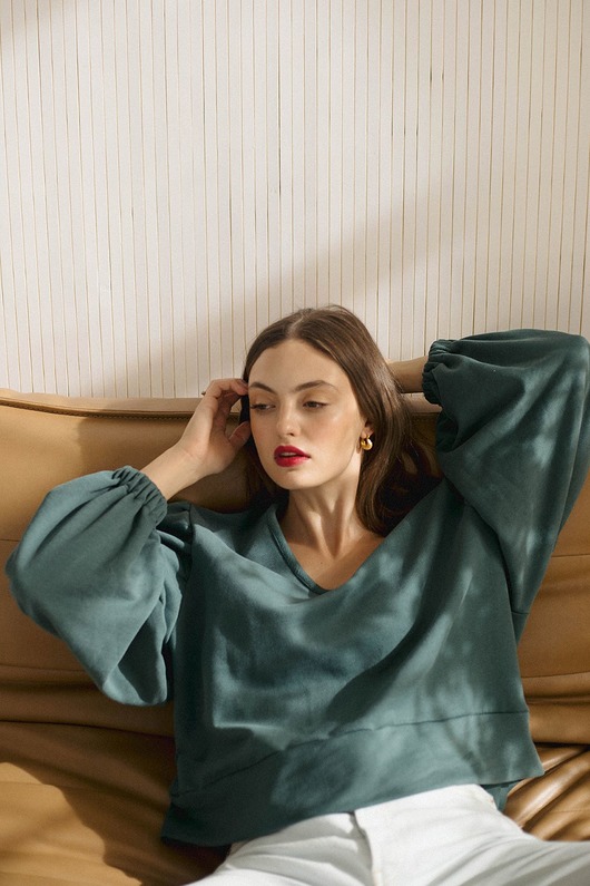bluza bez kaptura damska Mimi sweatshirt bottle green