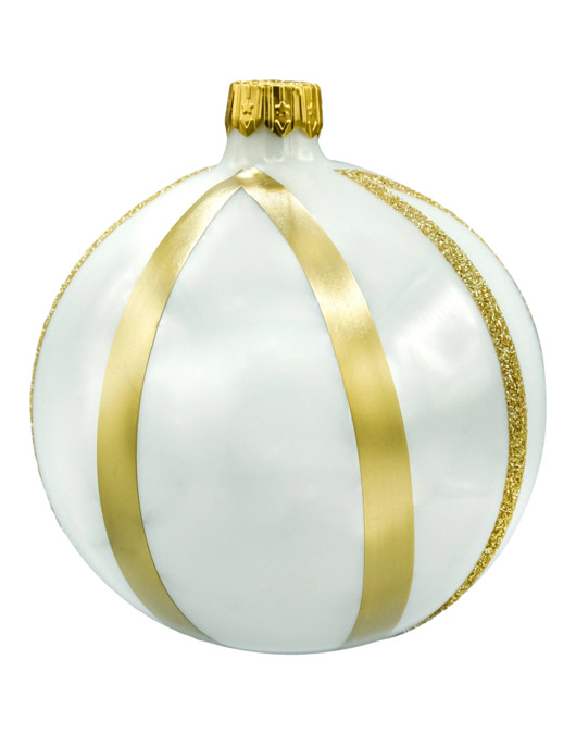 bombki Bombki okrągłe białe ze złotymi paskami