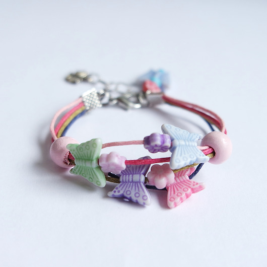 bransoletki na sznurku Bransoletka - Motylki 3 - sznureczki - dla dzieci