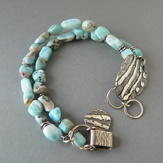 bransoletki wire wrapping -larimar-zamówienie-