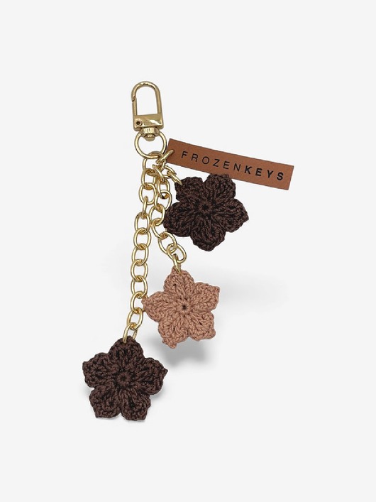 breloki Brelok Trzy Kwiatki - Czekolada i Beż