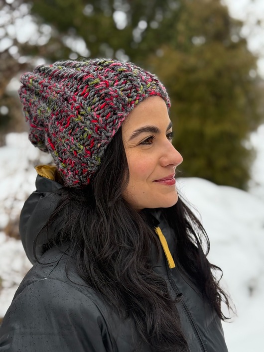 czapki damskie Kolorowa duża czapka beanie z wełną i alpaką