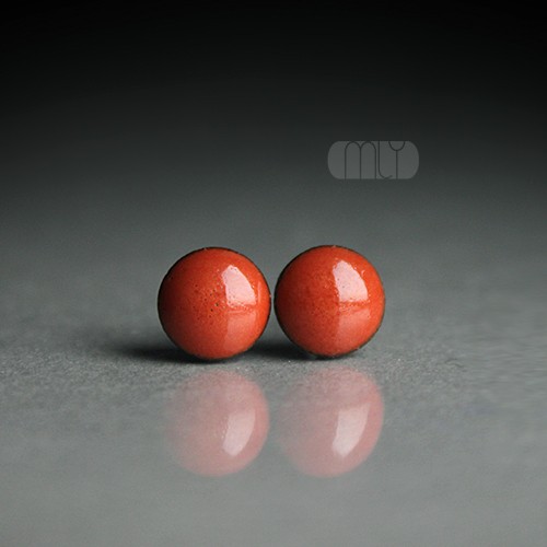 kolczyki ceramiczne Mini Ceglaste 6mm/stal chirurgiczna/