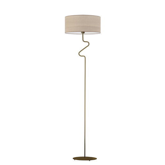lampy podłogowe Skandynawska lampa stojąca z fornirowym kloszem MORONI ECO