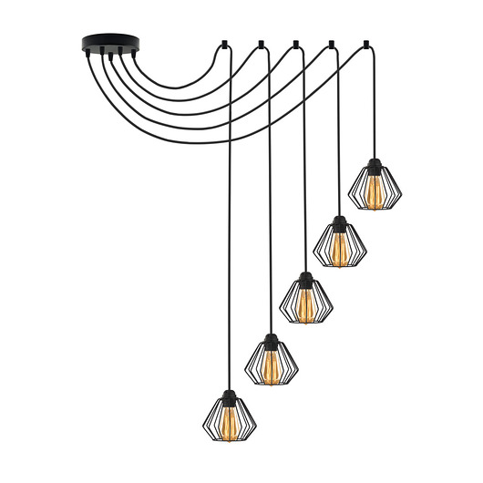 lampy wiszące Nowoczesna lampa wisząca 5-płomienna pająk DIORO LOFT L5