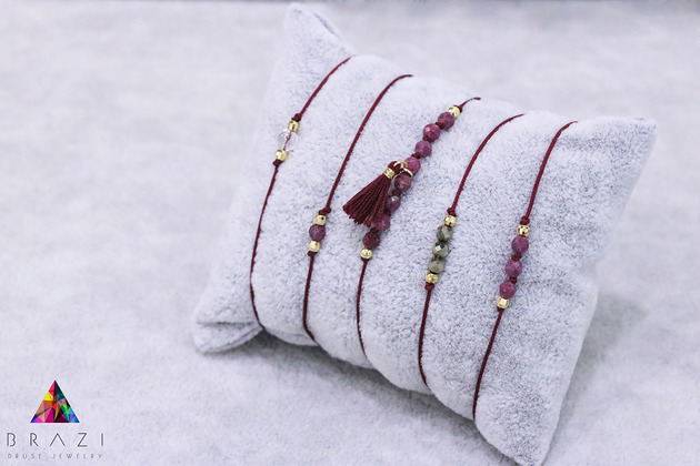 Zestaw Bransoletek Sznurek Rubin Brazi Druse Jewelry