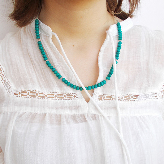 korale Blue lekki naszyjnik lniany