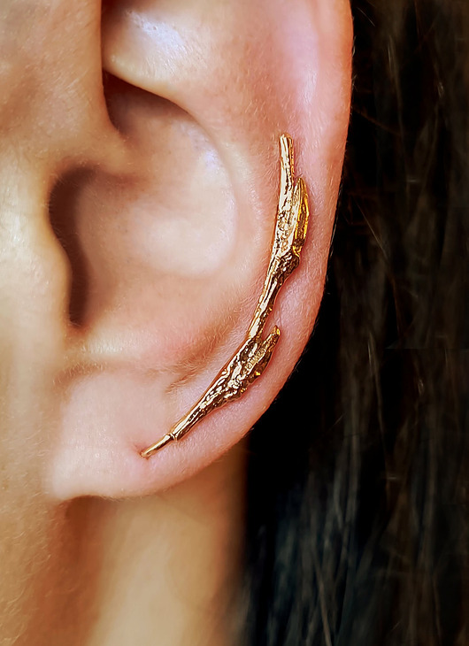 nausznice Kolczyk- nausznica GAŁĄZKA Gold lewe ucho