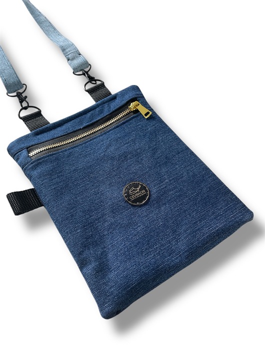 saszetka nerka Płaska saszetka podróżna blue denim