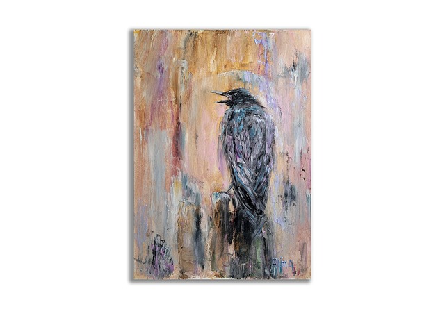 obrazy Obraz olejny ręcznie malowany "Kruk"