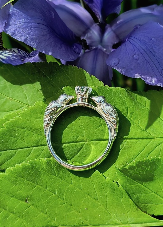 pierścionki srebrne Niebieski Ptaki pierścionek ze srebra z błękitnym topazem