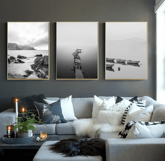 plakaty Plakaty czarno białe morze, morski krajobraz