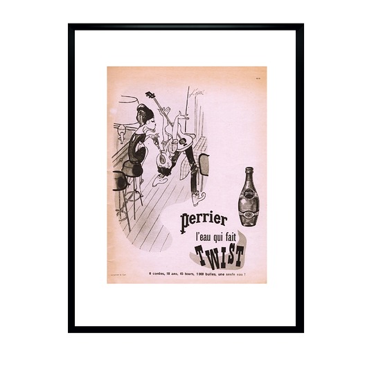 plakaty Plakat Oprawiona francuska reklama PERRIER l'eau qui fait Twist z 1963 r, Edm...