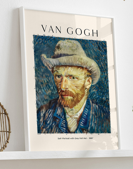 plakaty Plakat Reprodukcja Vincent van Gogh - Autoportret w szarym kapeluszu