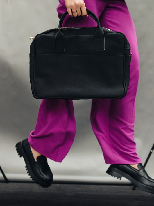 etui na laptopa Torba na laptop do 15" - skóra wegańska z kukurydzy - unisex - czarna