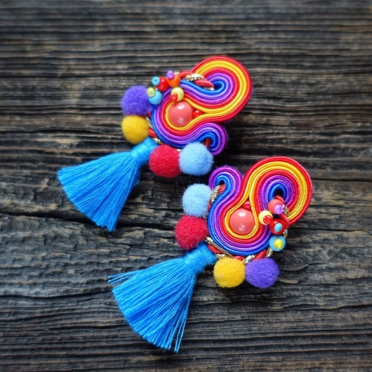 Pulo- kolorowe i etniczne kolczyki soutache Mró Soutache