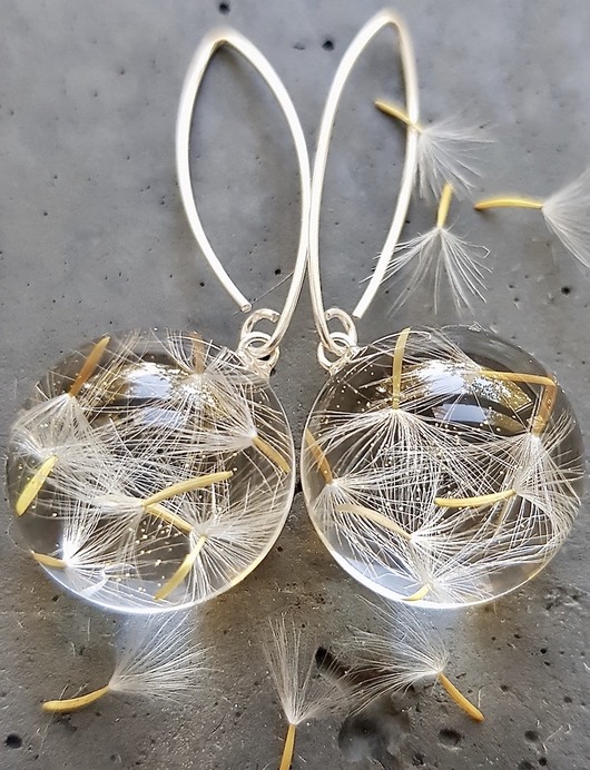 Kolczyki srebrne z nasionami dmuchawca Grol Jewellery