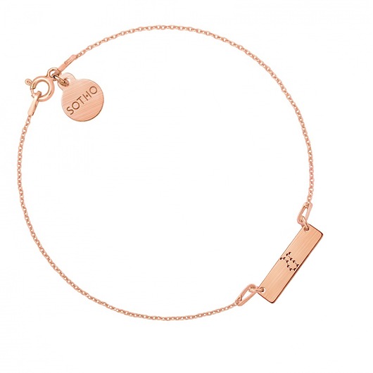 srebrne naszyjniki Bransoletka z matowego różowego złota z konstelacją Bliźniąt