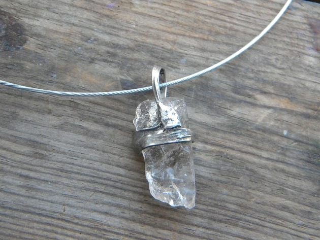 srebrne naszyjniki Jasny  Kwarc dymny  - naszyjnik  - pojedynczy akcent