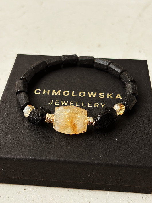 biżuteria męska Bransoletka męska Cytryn i Turmalin