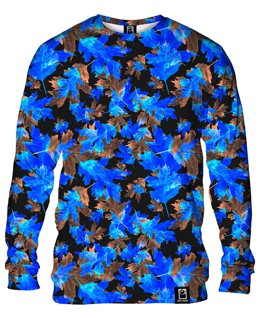 bluzy męskie Bluza Bez Kaptura Męska DR.CROW Blue Leaves