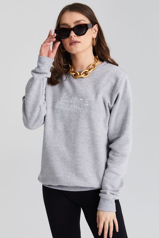 bluza bez kaptura damska Social Approval Grey Crewneck
