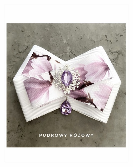broszki Kwiatowa  Brosza z Fioletowym Kryształkiem