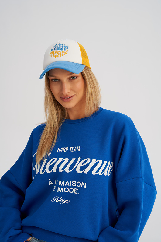 czapki damskie Kolorowa czapka TRUCKERKA zółto - niebieska