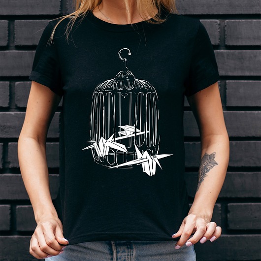 t-shirt damskie Koszulka damska czarna  Klatka