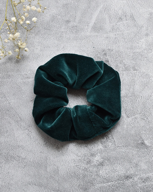 gumki do włosów Aksamitna gumka scrunchie - butelkowa zieleń