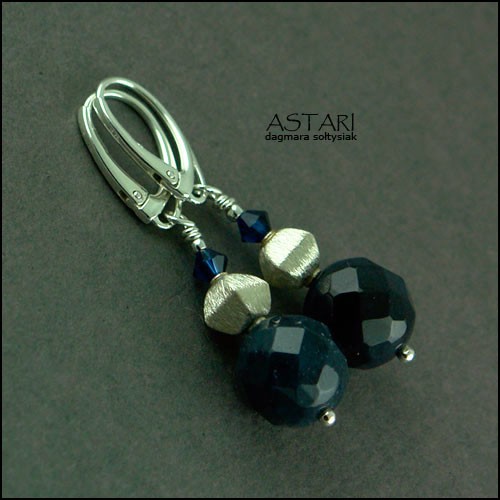 DUMORTIERYT, kryształ SWAROVSKI I SREBRO Astari