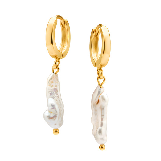 kolczyki pozłacane Kolczyki koła z perłą pozłacane srebrne RARE