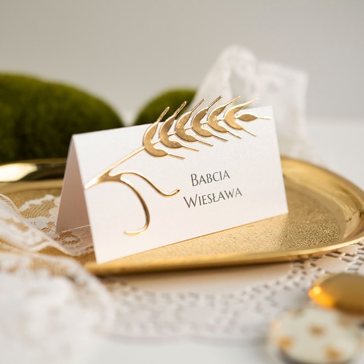 komunia - pozostałe Złote winietki komunijne z kłosem 58 sztuk