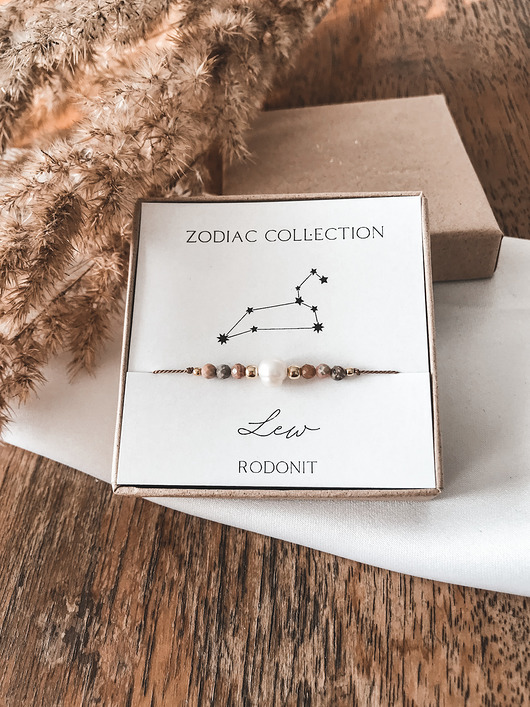 bransoletki z kamieni naturalnych Bransoletka znak zodiaku Lew rodonit