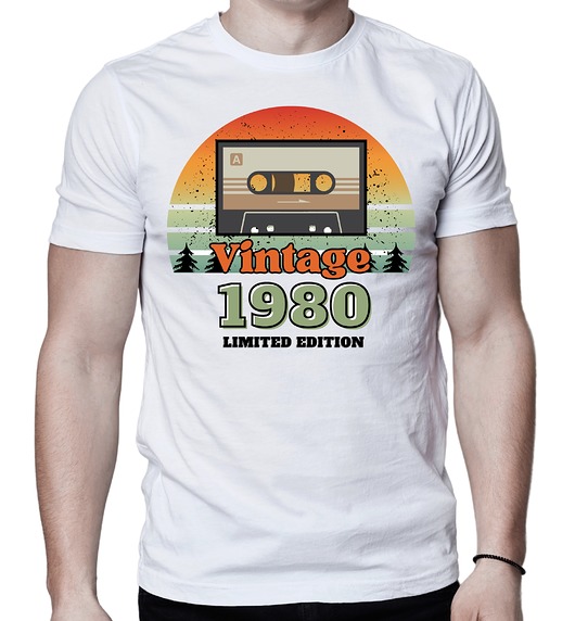 t-shirty męskie Koszulka 1980 rok urodziny vintage kaseta retro