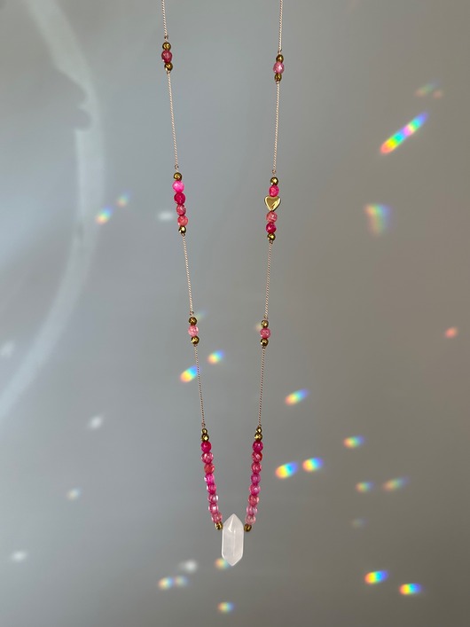 naszyjniki - inne Naszyjnik AMULET Agat Kwarc różowy