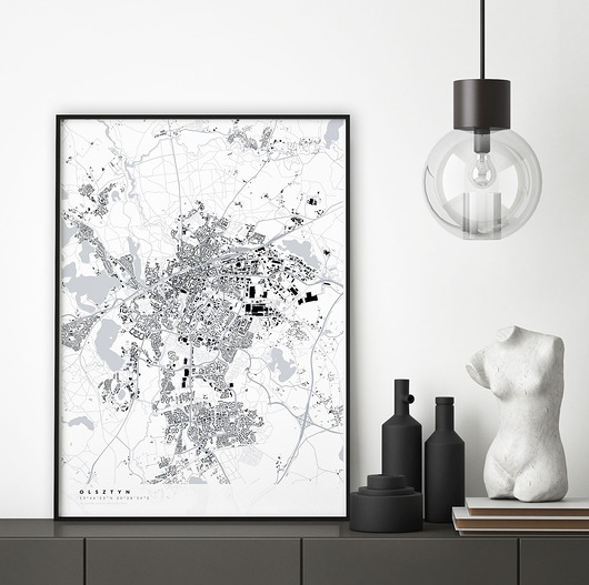 plakaty Mapa Olsztyna - plakat Olsztyn na prezent