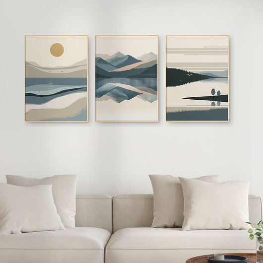 plakaty Stylowy zestaw plakatów, natura, góry, morze, jeziora, minimalistyczny.