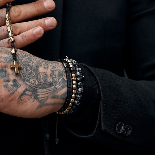 biżuteria męska Set 3 męskich bransoletek Black&Gold