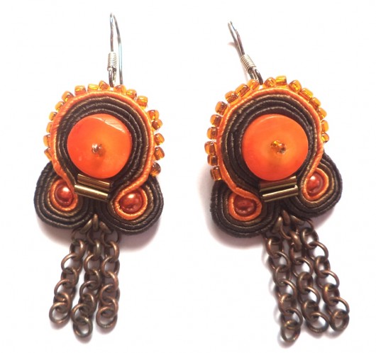 Kolczyki sutaszowe Orange&Brown III EDYTA TOBIASZ