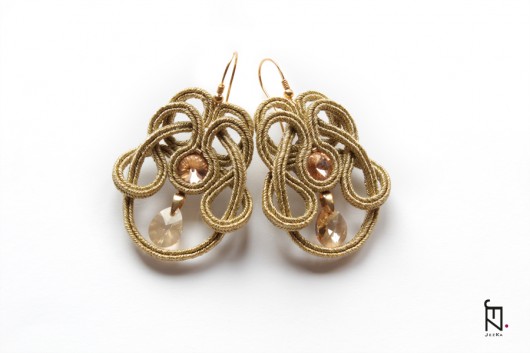 Kolczyki soutache - pełnia złota Jeżka