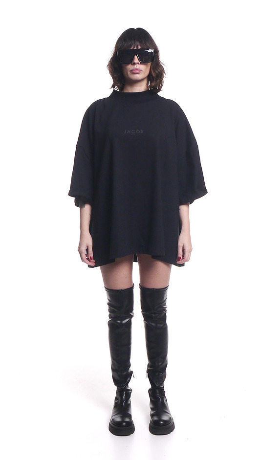 t-shirt damskie Tshirt oversized z półgolfem czarny