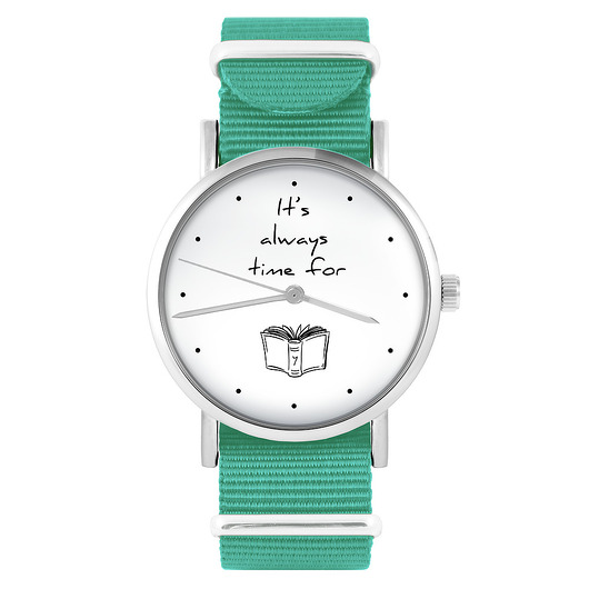 zegarki unisex Zegarek - Time for book - turkusowy, nylonowy