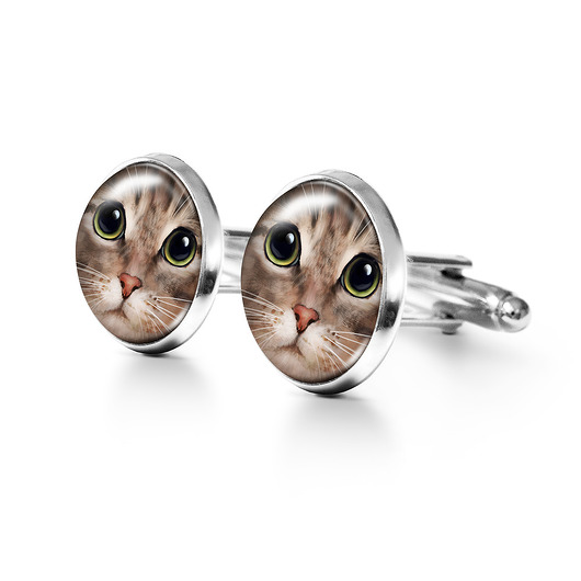 spinki do mankietów Kot tygrysek - spinki do mankietów